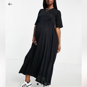 RIVER ISLAND Maternity Black Tie Waist Midi Dress - US 14